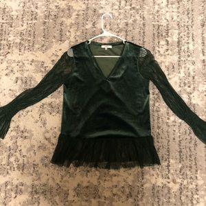 Green velvet lace top